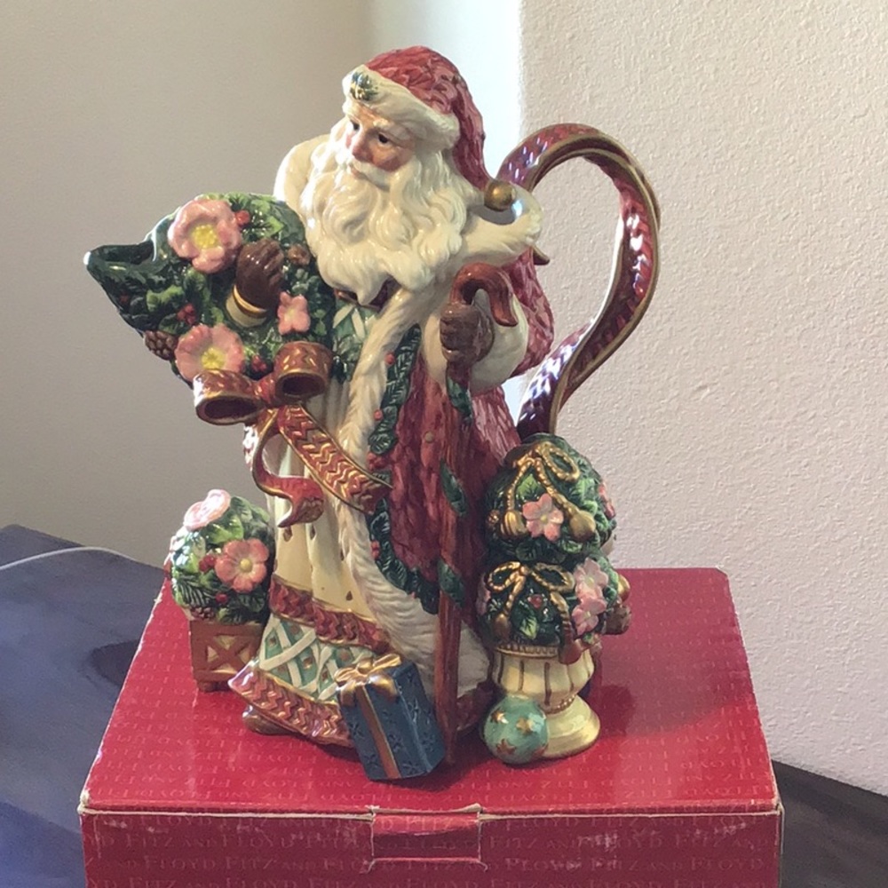 Fitz and Floyd #19/344 X-Mas Wreath Santa Pitcher